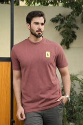 Men’s Maroon Textured T-Shirt