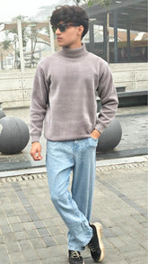 mens gray mock neck