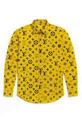Men’s Imported yellow lv print emboss casual shirt