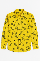 Men's yellow dior emboss casual shirt