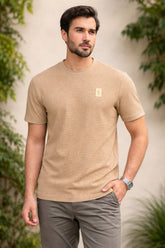 Men’s Light Beige Textured T-Shirt