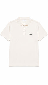 Men’s Off-White Solid Embroidered Logo Polo Shirt