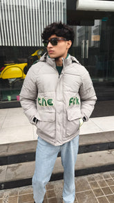 mens imported gray FCK puffer jacket