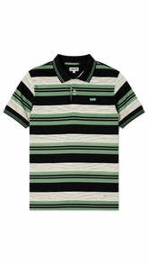 Mens Sage Green Horizontal Striped Polo Shirt