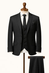 Mens Jet Black 3 Pc Suit