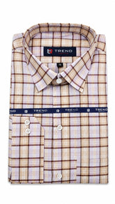 Men’s Beige Brown Check Formal Shirt