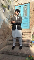 Men's brown twead casual coat
