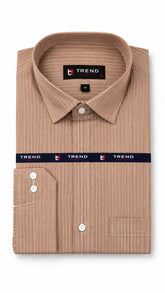 Men’s Cream Beige Stripe Formal Shirt