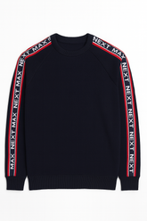 Blue sleeve stripe sweater