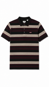 Mens Maroon Horizontal Striped Polo Shirt