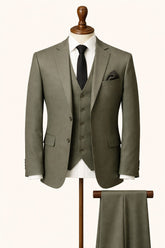 Mens Olive Green 3 Pc Suit