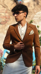 Men's camel brown wool casual coat
