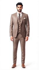 Mens Light Brown 3 Pc Suit