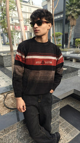 Mens imported maroon and black lining sweater
