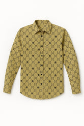 Men’s Imported Luxury Pattern Velvet Emboss Casual Shirt