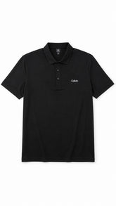 Men’s Black Solid Embroidered Logo Polo Shirt