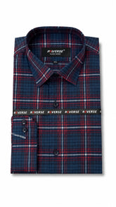 Men’s Navy Blue Red Check Formal Shirt