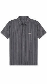 Men’s Charcoal Grey Vertical Pinstripe Polo Shirt