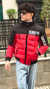 mens imported red and black kidgo puffer jacket