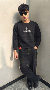 Mens Imported Rabbit Wool Sweater Black Rolex