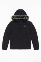 Men’s Black Oversized Fur Hood Puffer Jacket