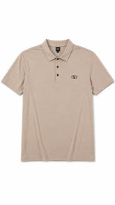 Men’s Taupe Beige Solid Valentino Logo Polo Shirt