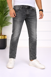 Men’s Light Gray Random Wash Denim Jeans
