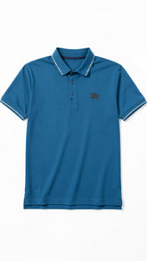 Mens Imported Blue Contrast Collar Polo Shirt
