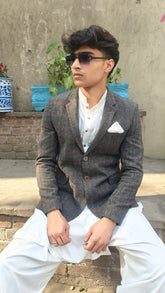 Men's Gray check casual coat