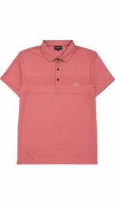 Mens Imported Pink Horizontal Stripe Polo Shirt