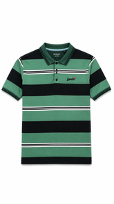 Men's Sage Green & Black Horizontal Striped Polo Shirt