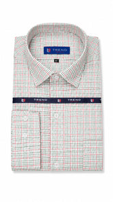 Men’s White Green Red Check Formal Shirt