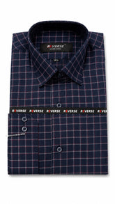 Men’s Navy Blue Check Formal Shirt