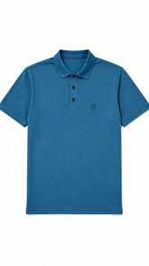 Mens Imported Teal Blue Monogram Polo Shirt