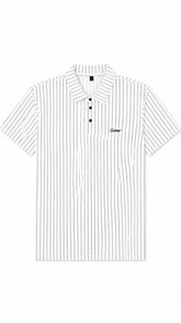 Men’s White and Black Vertical Pinstripe Polo Shirt