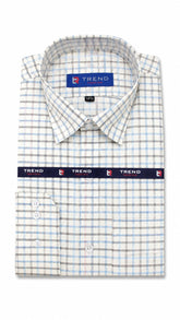 Men’s White Blue & Black Check Pattern Formal Shirt