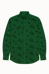 Men’s Imported Luxe Green Designer Velvet Emboss Casual Shirt
