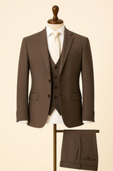 Men's coffee brown textured 3 piece