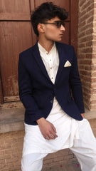 Men's blue wool casual coat
