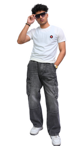 Men's white textured beige Imported T-shirt