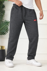 Men’s Gray Oversized Comfort Fit Fleece Trouser
