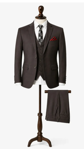 Mens Dark Brown Plain 3 Pc Suit