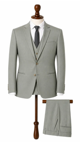 Mens Sage Green Plain 3 Pc Suit
