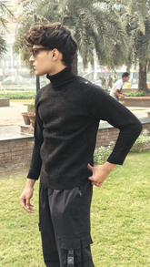 Men’s black mock neck high neck