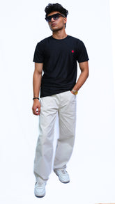Men's Black Textured Imported T-shirt