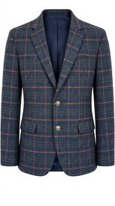 Men’s Navy Blue Checkered Imported Wool Casual Coat