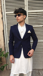 Men's blue wool casual coat