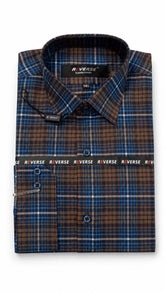 Men’s Brown Blue Check Formal Shirt