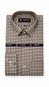 Men’s Brown Blue Check Formal Shirt