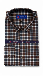 Men’s Brown Blue Check Formal Shirt